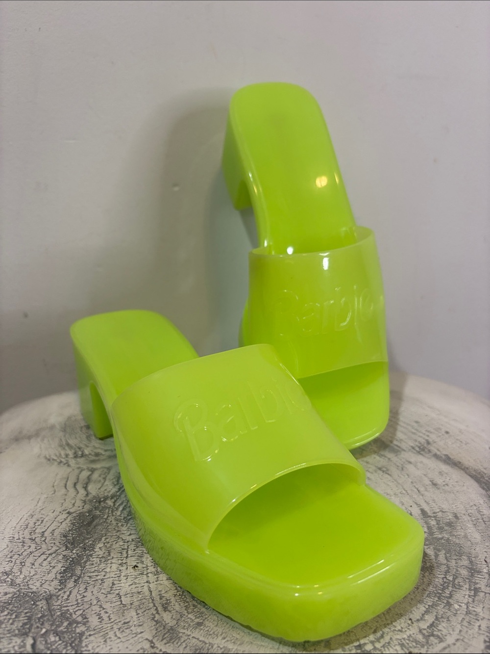 Barbie x F21 2022 Collab Neon Highlighter Jelly Block Heels Halloween Costume 6